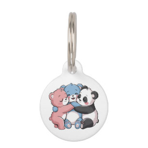 Schattige teddyberen met panda huisdierpenning