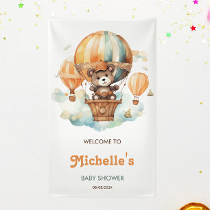 Schattige Tedy Beer Woodland Balloon Waterverf Die Spandoek
