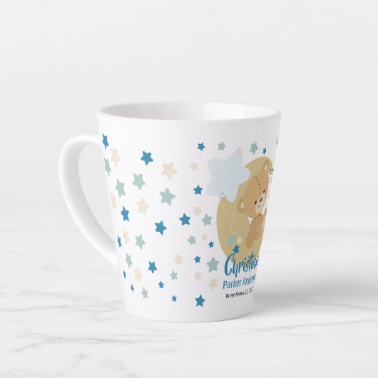 Schattige teeddy Bear Baby Birth Stats Latte Mok (Linkerhoek)