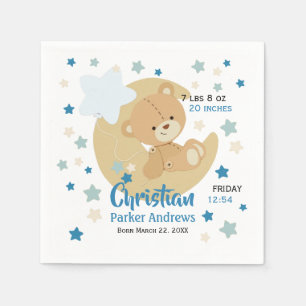 Schattige teeddy Bear Baby Birth Stats Servet
