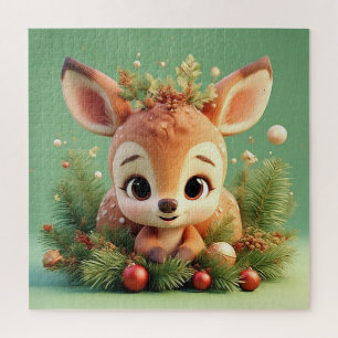 Schattige tekenfilmherten in een feestelijke Kerst Legpuzzel