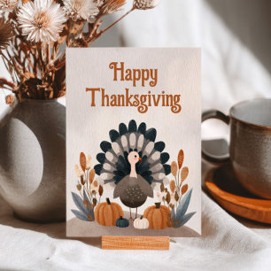 Schattige Tekenfilmkalkoen Herfstloof Thanksgiving Briefkaart
