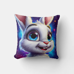 🐰 Schattige Tekenfilmkonijn met Zachte Whimsische Kussen