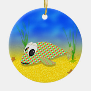 Schattige Tekenfilmvis Keramisch Ornament