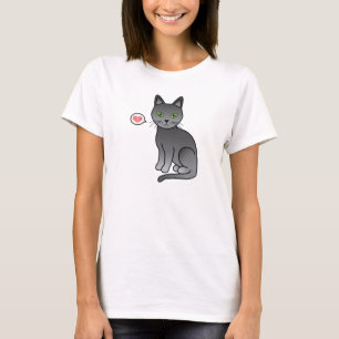 Schattige tekening van een Russische Blauwe kat me T-shirt