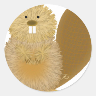 Schattige tekeningen bij dieren: Beaver Ronde Sticker