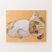 schattige tekentekening van de hond die met een br legpuzzel (Horizontaal)