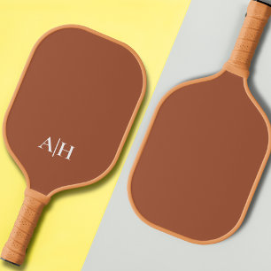 Schattige terracotta en wit, modern monogram pickleball paddle