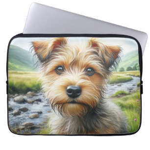 Schattige Terrier in Aquarel Laptop Sleeve