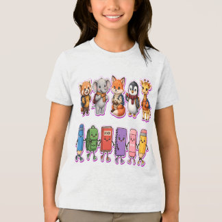 Schattige Terug Naar School Dieren PNG | Kawaii He Tri-Blend Shirt