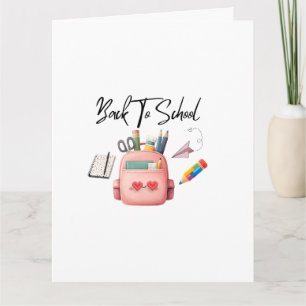 Schattige terug naar school roze rugzak wenskaart kaart