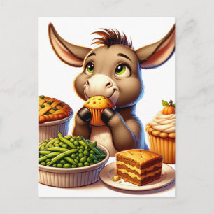 Schattige Thanksgiving Donkey Briefkaart