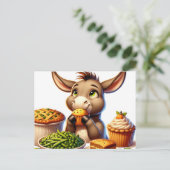 Schattige Thanksgiving Donkey Briefkaart (Staand voorkant)
