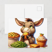 Schattige Thanksgiving Donkey Briefkaart (Voorkant / Achterkant)