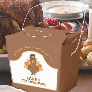 Schattige Thanksgiving-kalkoen Bruine Linker Overb Bedankdoosjes