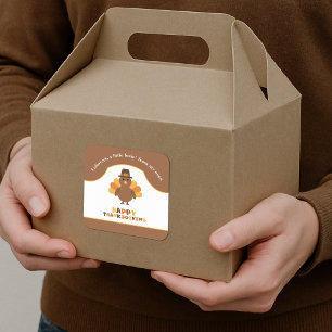 Schattige Thanksgiving-kalkoen Bruine Linker Restj Vierkante Sticker