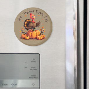 Schattige Thanksgiving-kalkoen Herfst Pompoenen Sc Magneet