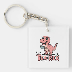 Schattige Thee-Rex Roze Dinosaur – Slurpen Gebeurt Sleutelhanger