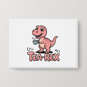 Schattige Thee-Rex Roze Dinosaur – Slurpen Maar! Button