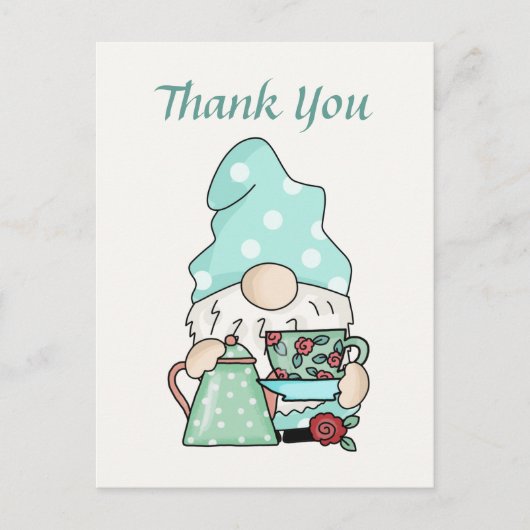 Schattige theehuis dank u gnoom briefkaart (Voorkant)