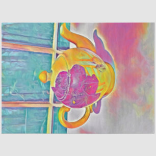 Schattige theepot thee party psychedelische kleure tissuepapier