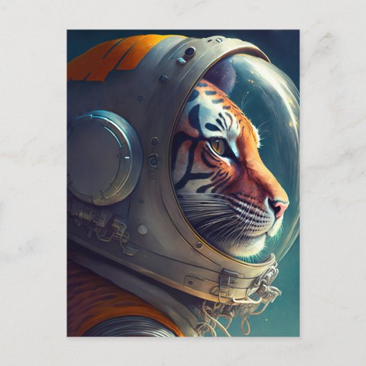 Schattige Tiger Astronaut Briefkaart (Voorkant)