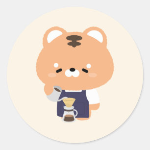 Schattige Tijger Barista Ronde Sticker