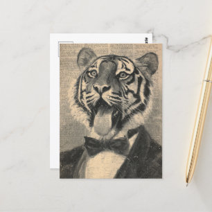 Schattige Tijger in een Smoking Collage Briefkaart