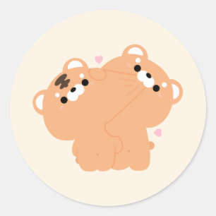 Schattige tijgerpaar ronde sticker