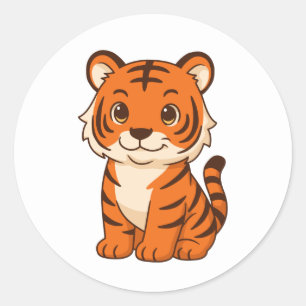 Schattige Tijgerwelp Ronde Sticker
