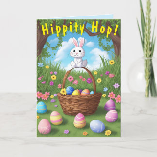 Schattige & Tiny Hippity Hop Konijn Pasen Kaart
