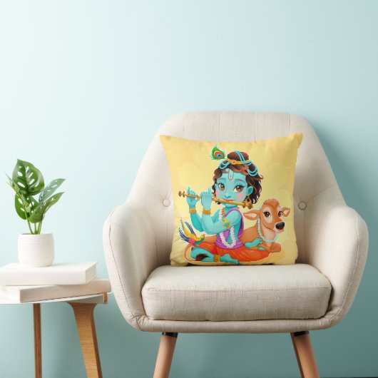 Schattige Tiny Krishna & Koe Kussen (Stoel)