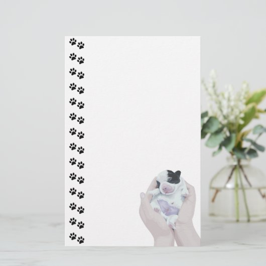 Schattige Tiny Newborn Puppy Stationery Briefpapier (Staand voorkant)