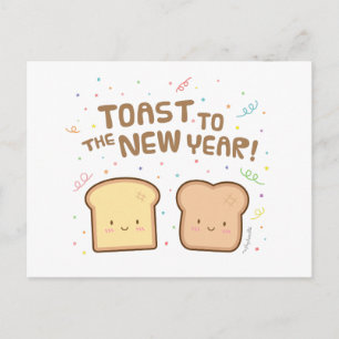 Schattige toast naar het nieuwe jaar woordgrap gra feestdagenkaart