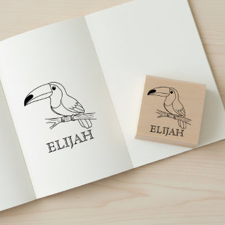 Schattige toekan met naamstempel 	rubberstempel