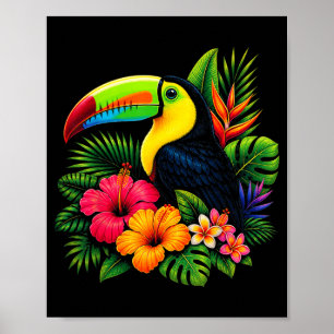 Schattige Toekan Trocal Vogel Zomer Bloemige Vakan Poster