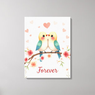Schattige Tortelduifjes Forever Illustration Canvas Afdruk