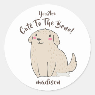 "Schattige tot op het bot" Pet Puppy Dog Ronde Sticker