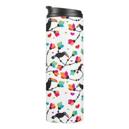 schattige toucan vogeltropische illustratie thermosbeker (Geroteerd rechts)