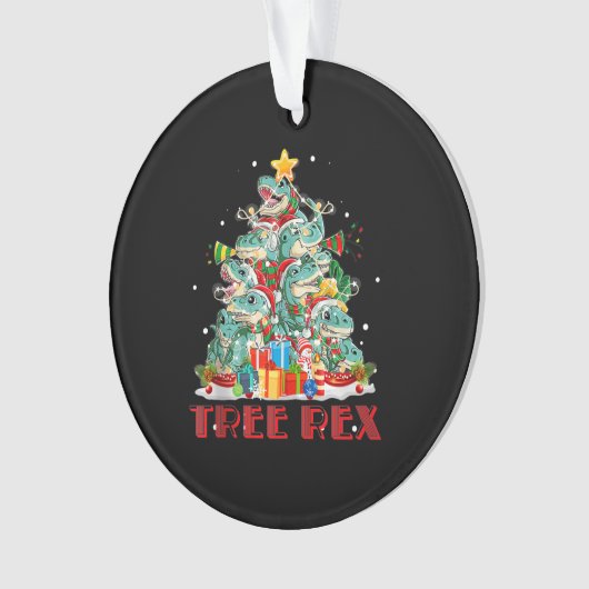 Schattige Tree Rex T Rex Dinosaurus Kerstboom Lich Ornament (voorkant)