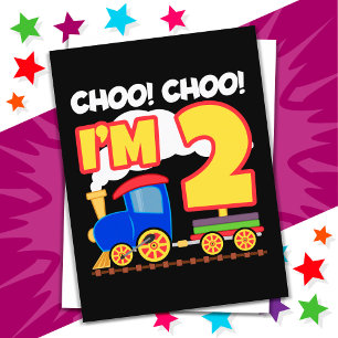 Schattige Trein Kleurrijk 2e Verjaardag Choo Choo  Briefkaart