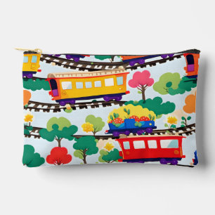 Schattige treinen en bomen patroon blauw etui