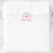 Schattige trendy boho regenboog kinderboekplaat vierkante sticker (Tas)