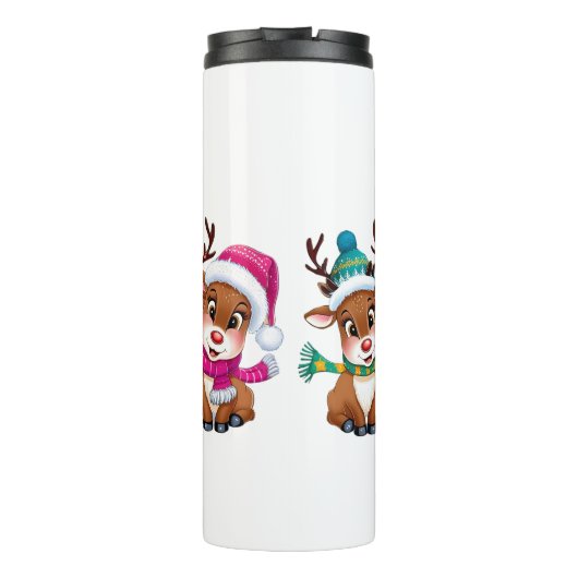 Schattige trendy modern grappig vrolijk kerstfeest thermosbeker (Achterkant)