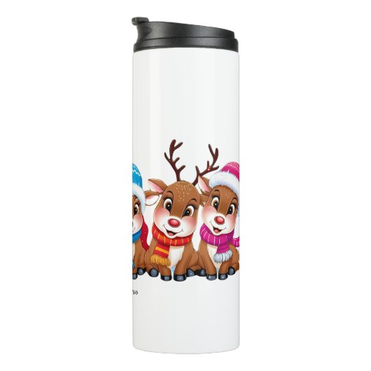 Schattige trendy modern grappig vrolijk kerstfeest thermosbeker (Geroteerd rechts)