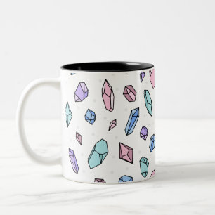 Schattige Trendy Pastel Edelstenen Pareltjes Krist Tweekleurige Koffiemok