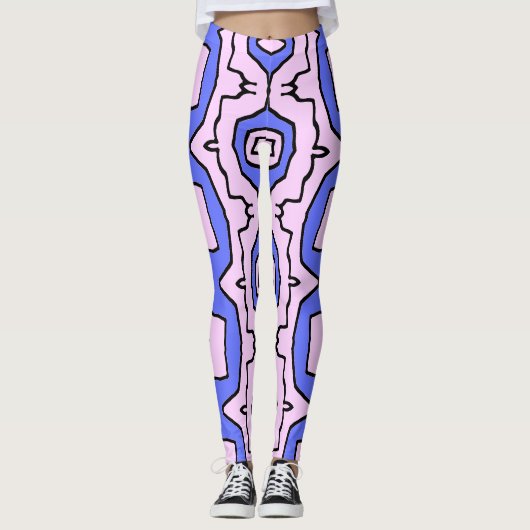 Schattige trendy roze & blauw "Ratti_Creative_Arts Leggings (Voorkant)