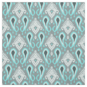  Schattige Trendy Turquoise Ikat Tribal Pattern Stof
