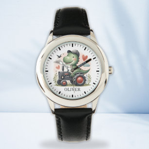 Schattige Trex Dinosaurus rijdt op een Tractor Horloge