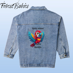 Schattige tropisch feestdier baby Macaw papegaaivo Denim Jacket